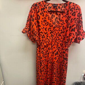 Who What Wear: Bold Red Cheetah Print Midi Dress